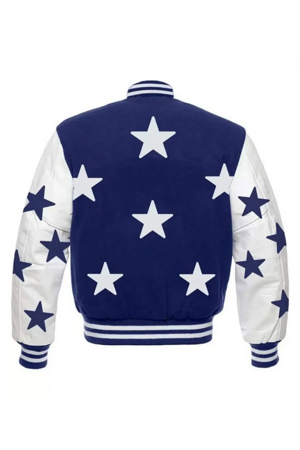 Dallas Cowboys Stars Blue and White Varsity Jacket Dallas Cowboys Stars Blue and White Varsity Jacket