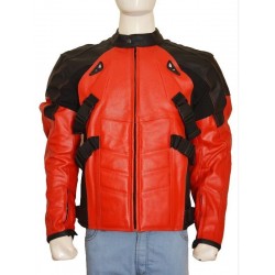 Deadpool Red and Black Biker Leather Jacket