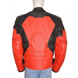 Deadpool Red and Black Biker Leather Jacket