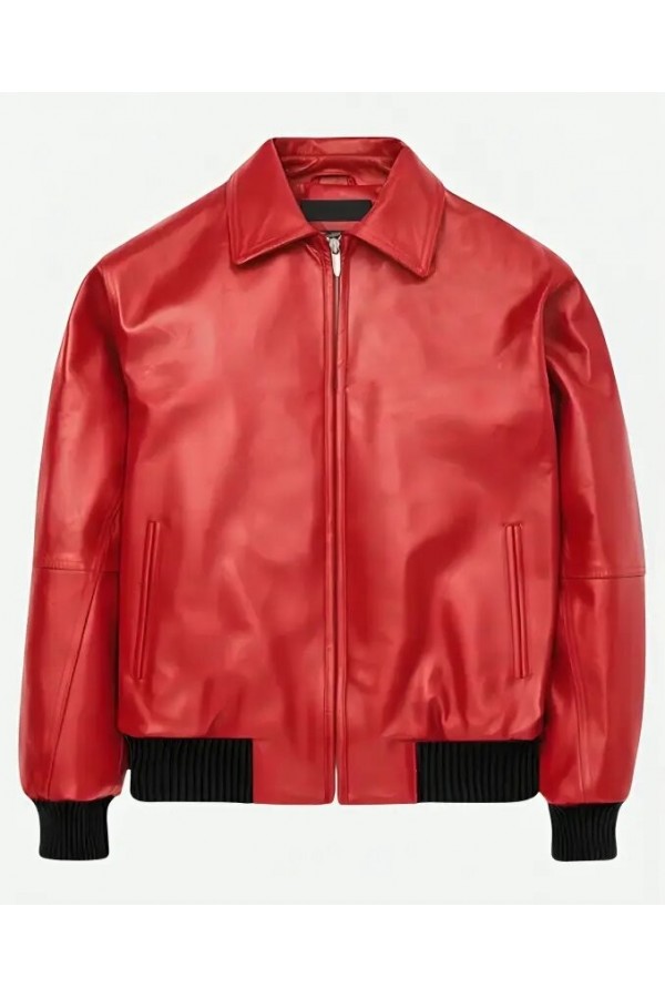 Drake Albanian Flag Red Leather Jacket