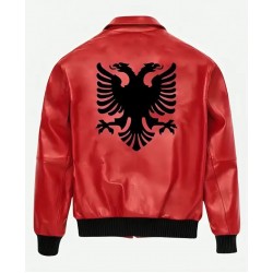 Drake Albanian Flag Red Leather Jacket