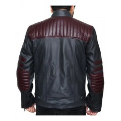 Elegant Burgundy Stripes Biker Leather Jacket