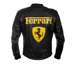 Ferrari Black Biker Leather Jacket