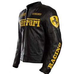 Ferrari Black Biker Leather Jacket