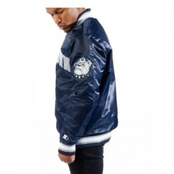 Georgetown Blue Satin Bomber Jacket