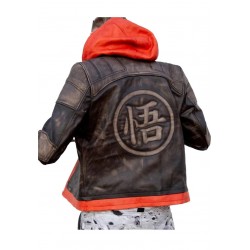Goku Orange Hood Brown Leather Jacket