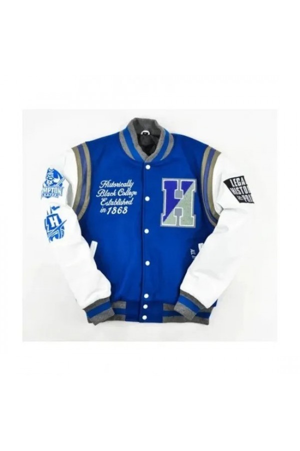 Hampton University Blue and White Varsity Wool Jacket Hampton University Blue and White Varsity Wool Jacket