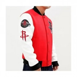 Houston Rockets Letterman Red and White Jacket