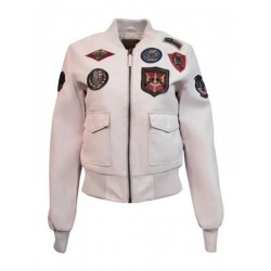 Light Pink Top Gun Womens Leather Jacket