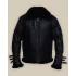 Men Biker Shearling Black Leather Jacket