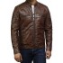 Men Cafe Racer Brown Leather Jacket