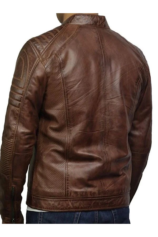 Men Cafe Racer Brown Leather Jacket Men Cafe Racer Brown Leather Jacket