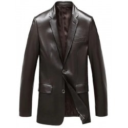 Mens Classic Dark Brown Leather Blazer
