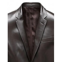 Mens Classic Dark Brown Leather Blazer