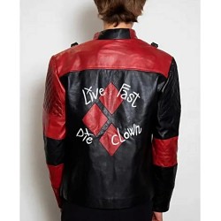 Mens Harley Live Fast Die Clown Leather Jacket