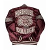 Mens Morehouse College Maroon Bomber Satin Jacket Mens Morehouse College Maroon Bomber Satin Jacket