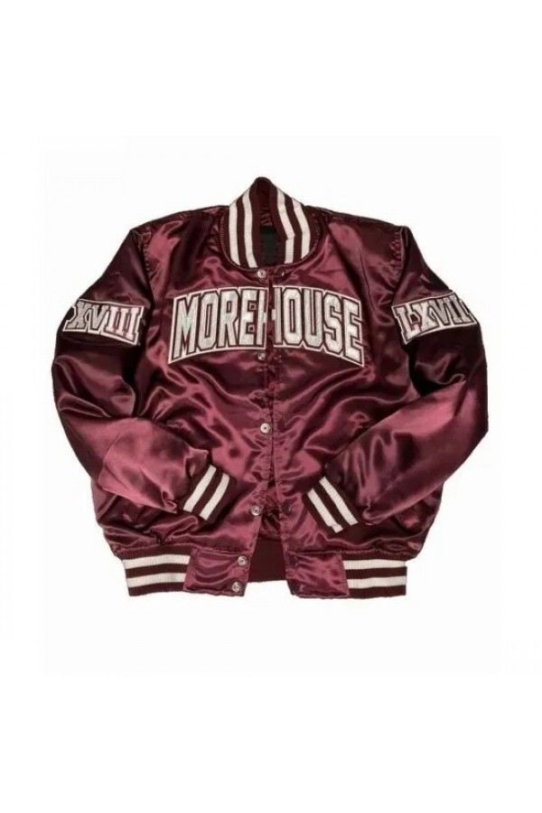 Mens Morehouse College Maroon Bomber Satin Jacket Mens Morehouse College Maroon Bomber Satin Jacket