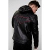 Mens Red Hood Black Leather Jacket Mens Red Hood Black Leather Jacket
