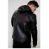 Mens Red Hood Black Leather Jacket