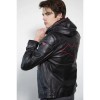 Mens Red Hood Black Leather Jacket Mens Red Hood Black Leather Jacket