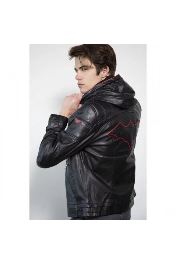 Mens Red Hood Black Leather Jacket Mens Red Hood Black Leather Jacket