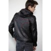 Mens Red Hood Black Leather Jacket Mens Red Hood Black Leather Jacket