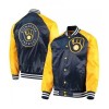 Milwaukee Brewers Blue and Yellow Satin Jacket Milwaukee Brewers Blue and Yellow Satin Jacket