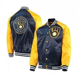 Milwaukee Brewers Blue and Yellow Satin Jacket