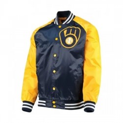 Milwaukee Brewers Blue and Yellow Satin Jacket