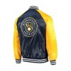 Milwaukee Brewers Blue and Yellow Satin Jacket Milwaukee Brewers Blue and Yellow Satin Jacket