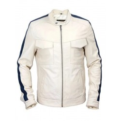 Need For Speed Aaron Paul White Leather Jacket