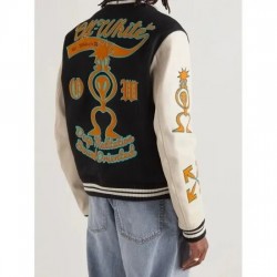 Off White Wool Black Varsity Jacket
