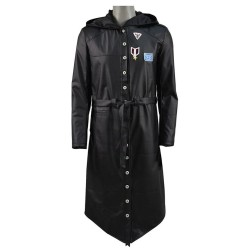 Pubg Black Leather Hooded Coat