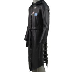 Pubg Black Leather Hooded Coat