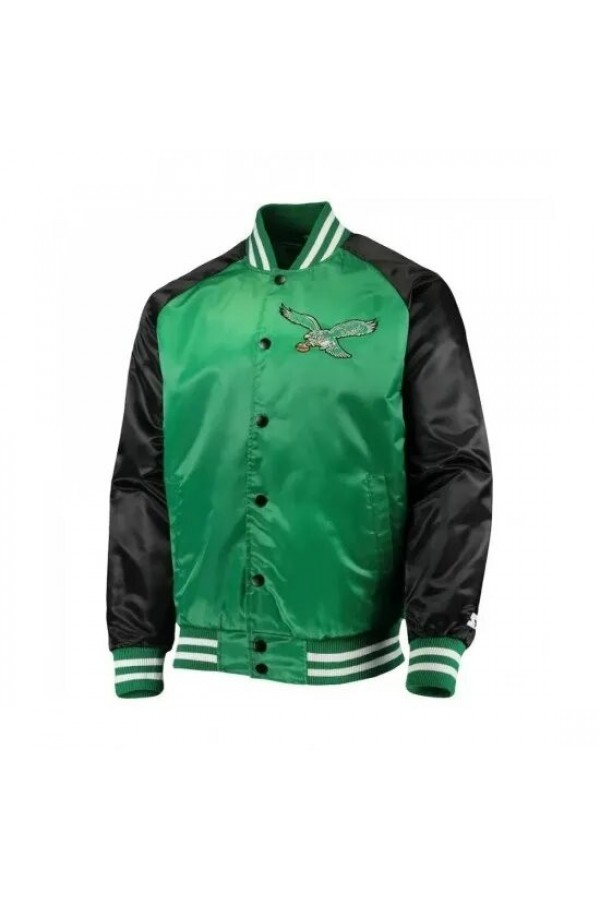Philadelphia Eagles Lead Off Green Satin Jacket Philadelphia Eagles Lead Off Green Satin Jacket