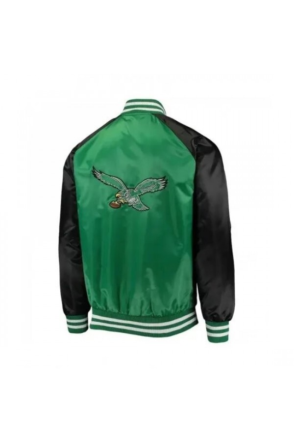 Philadelphia Eagles Lead Off Green Satin Jacket Philadelphia Eagles Lead Off Green Satin Jacket