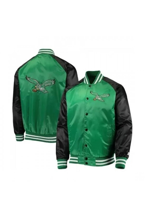 Philadelphia Eagles Lead Off Green Satin Jacket Philadelphia Eagles Lead Off Green Satin Jacket