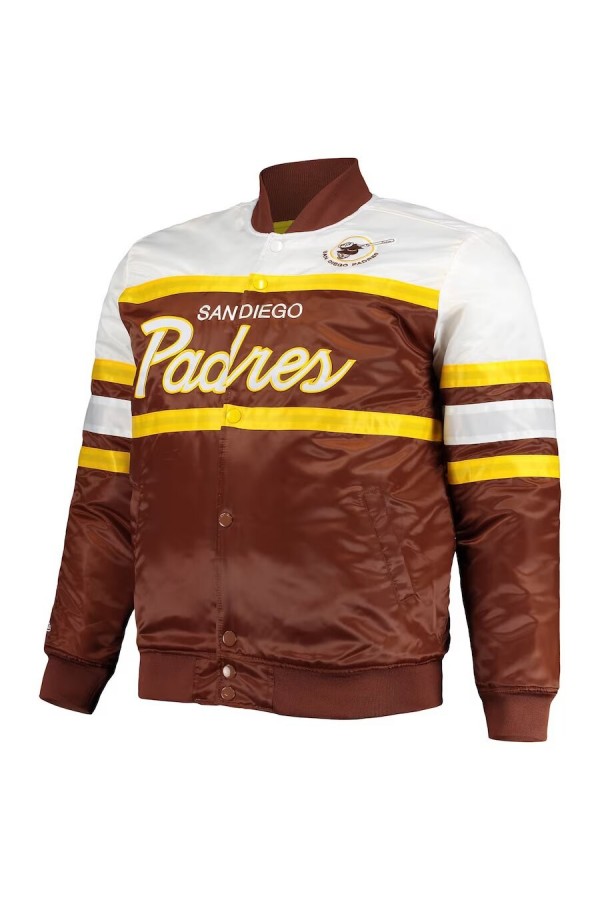 San Diego Padres Brown and White Satin Jacket San Diego Padres Brown and White Satin Jacket