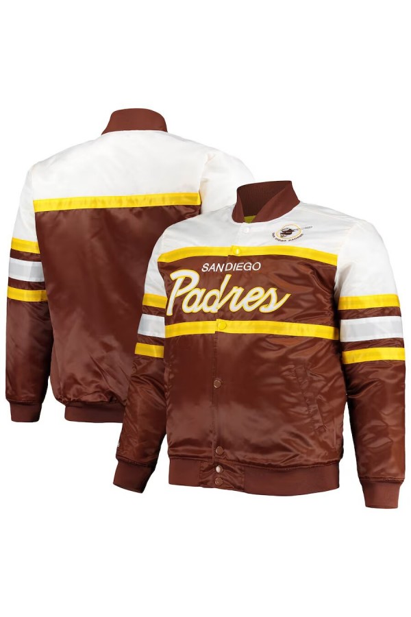 San Diego Padres Brown and White Satin Jacket San Diego Padres Brown and White Satin Jacket