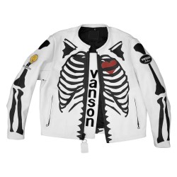 Skeleton Vanson White Leather Jacket