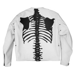Skeleton Vanson White Leather Jacket