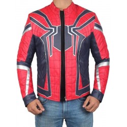 Spiderman Armor Red and Blue Leather Jacket