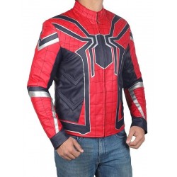 Spiderman Armor Red and Blue Leather Jacket