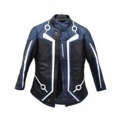 Tron Legacy Sam Flynn Blue and Black Leather Jacket