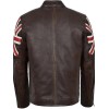 UK Flag Cafe Racer Biker Brown Leather Jacket UK Flag Cafe Racer Biker Brown Leather Jacket