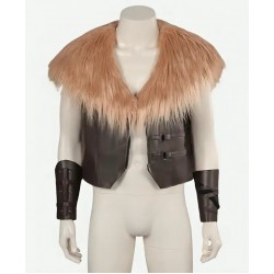Aaron Taylor-Johnson’s Kraven the Hunter Brown Leather Fur Vest