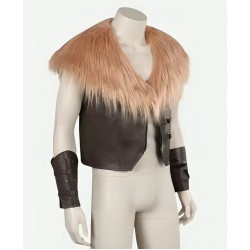 Aaron Taylor-Johnson’s Kraven the Hunter Brown Leather Fur Vest