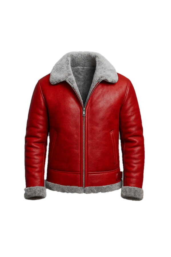 Red Shearling A2 Bomber Jacket