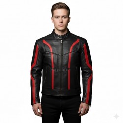 TRON Ares Inspired Black & Red Leather Jacket