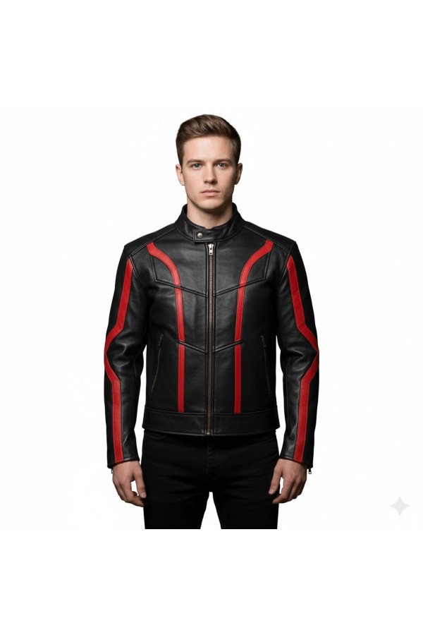 TRON Ares Inspired Black & Red Leather Jacket